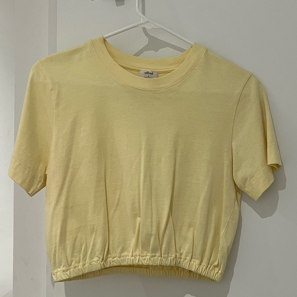 Aritzia Wilfred Free Yellow Crop Top